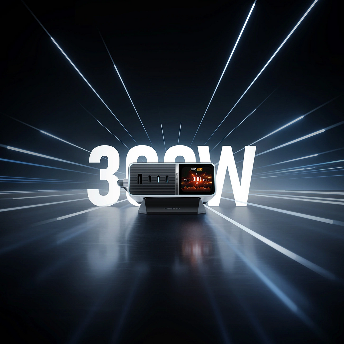 Nabíječka stanice Cuktech TA3005U, 300W, 1 x DC - 1 x USB-A - 3 x USB-C, Šedá