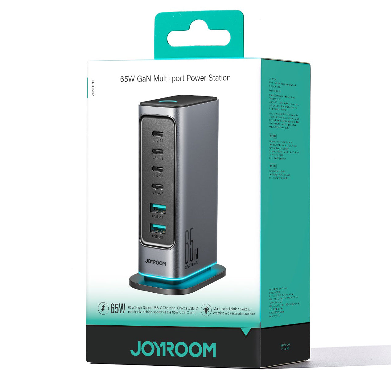 Nabíjecí stanice Joyroom JR-TCM02, 65W, 3.25A, 2 x USB-A - 4 x USB-C, Šedá