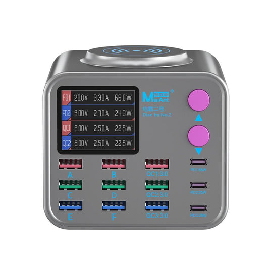 Nabíjecí stanice MaAnt DianBa No.2 QI, 300W, 3A, 3 x USB-C - 9 x USB-A, Šedá