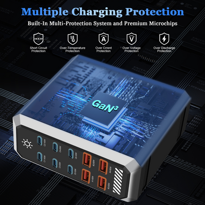 Nabíječka stanice OEM HW18, 660W, 5A, 4 x USB-A - 6 x USB-C, černá