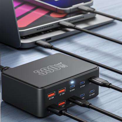 OEM HW66 Station Charger, 330W, 5A, 4 x USB-A - 6 x USB-C, Black