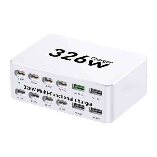 Nabíječka stanice OEM WLX-818E, 326W, 3,25A, 4 x USB-A - 8 x USB-C, bílá