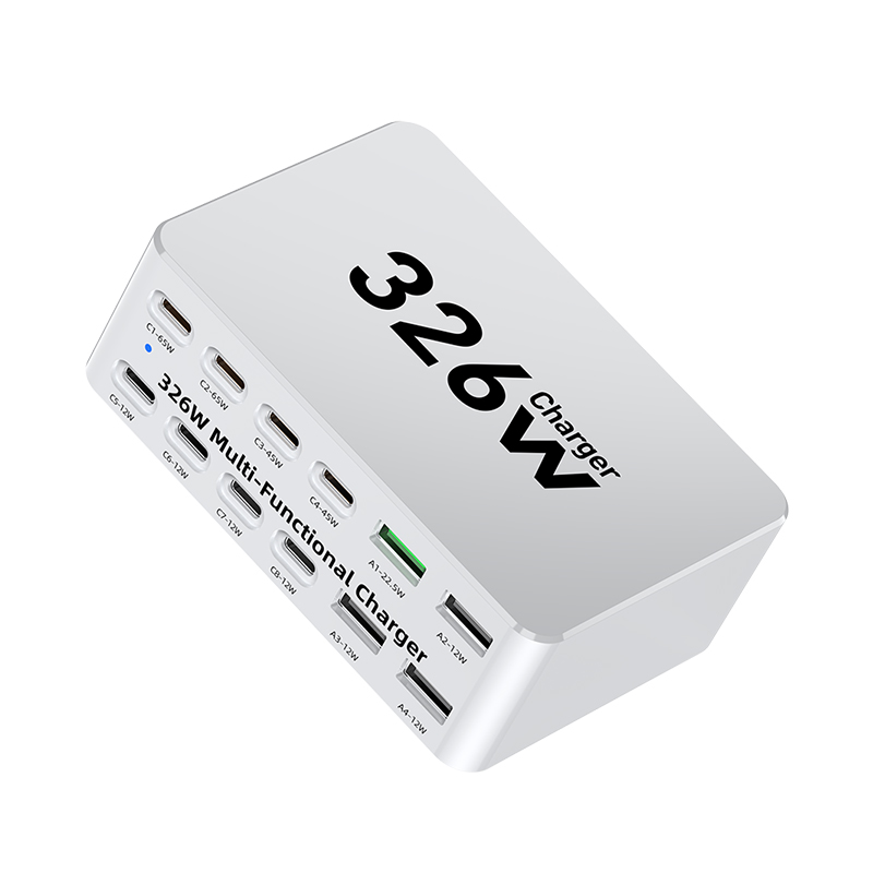 Nabíječka stanice OEM WLX-818E, 326W, 3,25A, 4 x USB-A - 8 x USB-C, bílá