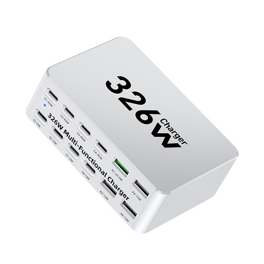 Nabíječka stanice OEM WLX-818E, 326W, 3,25A, 4 x USB-A - 8 x USB-C, bílá