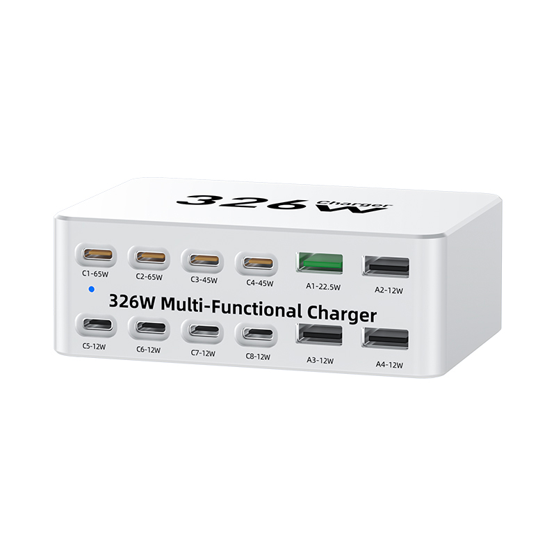 Nabíječka stanice OEM WLX-818E, 326W, 3,25A, 4 x USB-A - 8 x USB-C, bílá