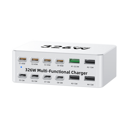 Nabíječka stanice OEM WLX-818E, 326W, 3,25A, 4 x USB-A - 8 x USB-C, bílá