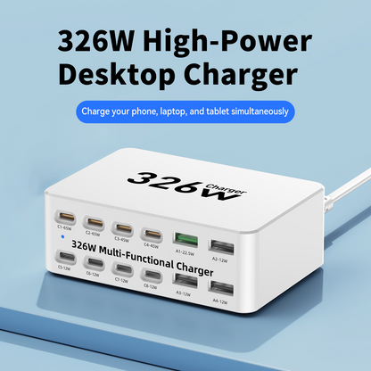 Nabíječka stanice OEM WLX-818E, 326W, 3,25A, 4 x USB-A - 8 x USB-C, bílá