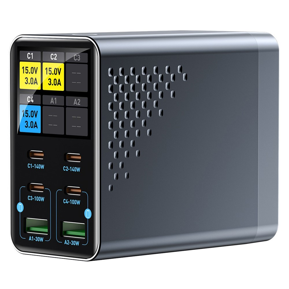 Nabíječka stanice OEM WLX-G3, 140W, 5A, 2 x USB-A - 4 x USB-C, Šedá