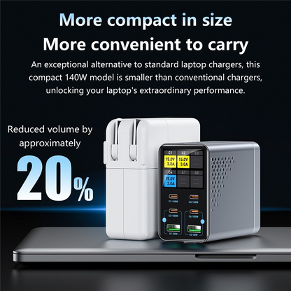 Nabíječka stanice OEM WLX-G3, 140W, 5A, 2 x USB-A - 4 x USB-C, Šedá