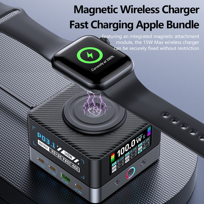 Nabíječka stanice OEM WLX-R8A QI, 140W, 5A, 2 x USB-A - 6 x USB-C, Šedá
