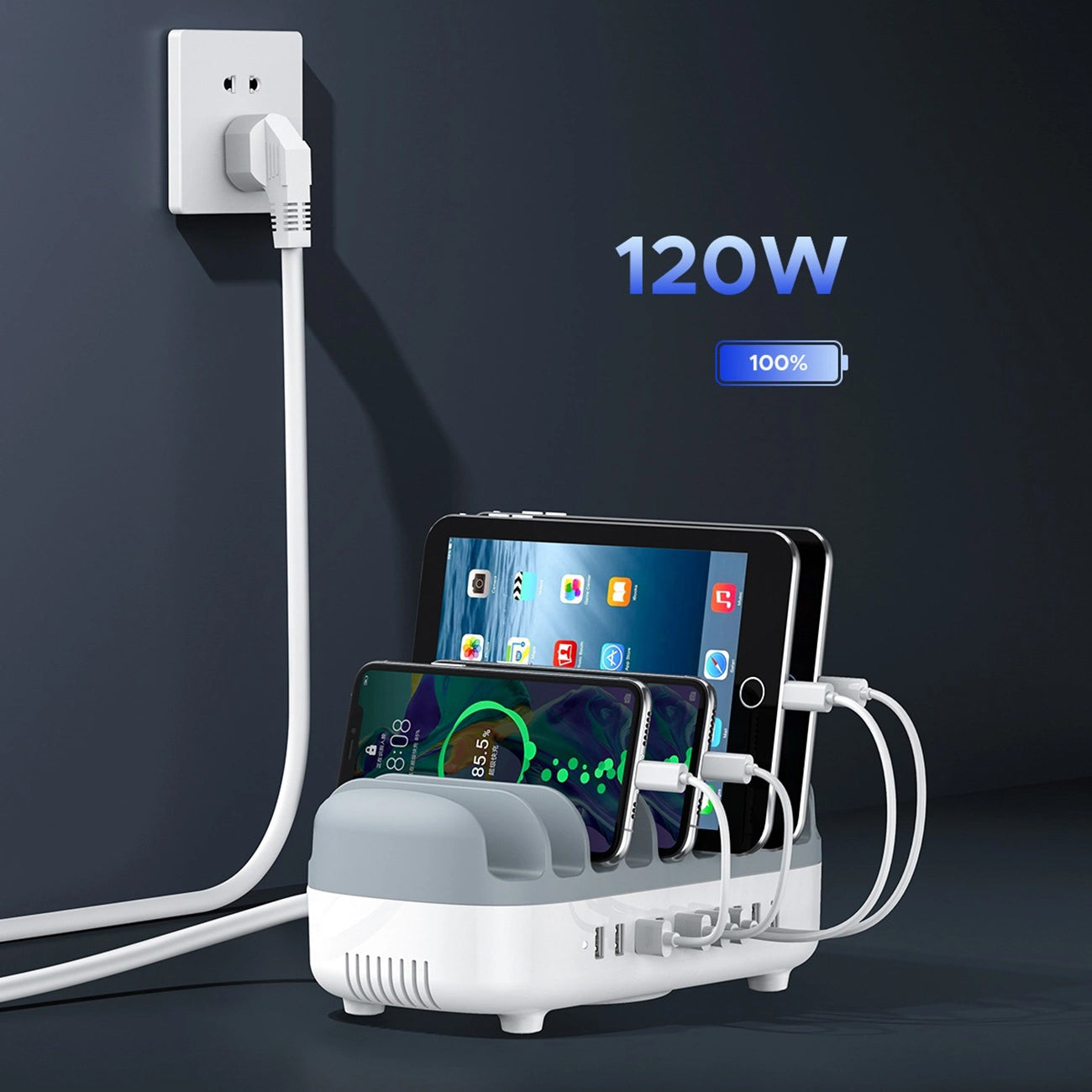Nabíjecí stanice Orico DUK-10P-V1, 120W, 2.4A, 10 x USB-A, Bílá