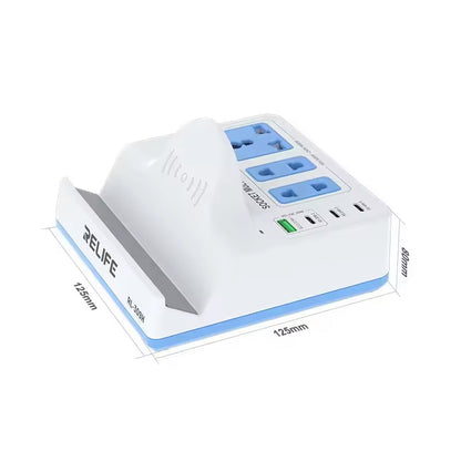 Nabíječka stanice Relife RL-309H QI, 72W, 1 x USB-A - 3 x USB-C, bílá