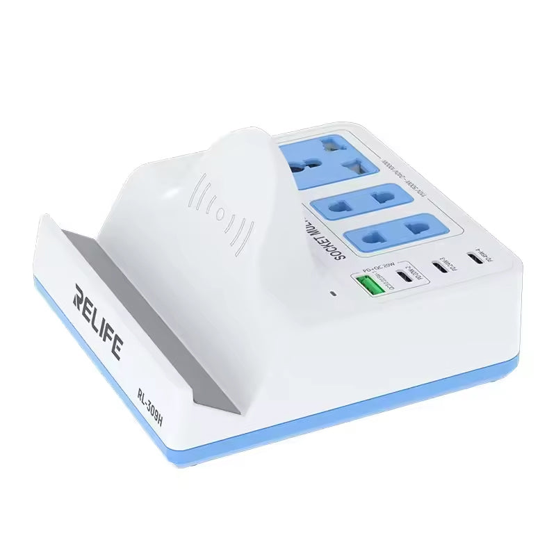 Nabíječka stanice Relife RL-309H QI, 72W, 1 x USB-A - 3 x USB-C, bílá