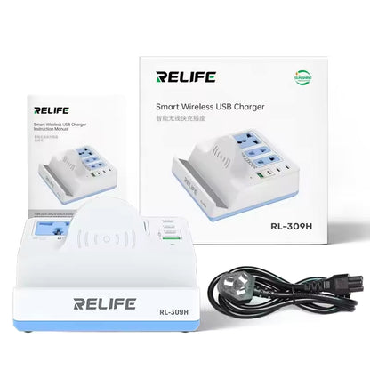 Nabíječka stanice Relife RL-309H QI, 72W, 1 x USB-A - 3 x USB-C, bílá