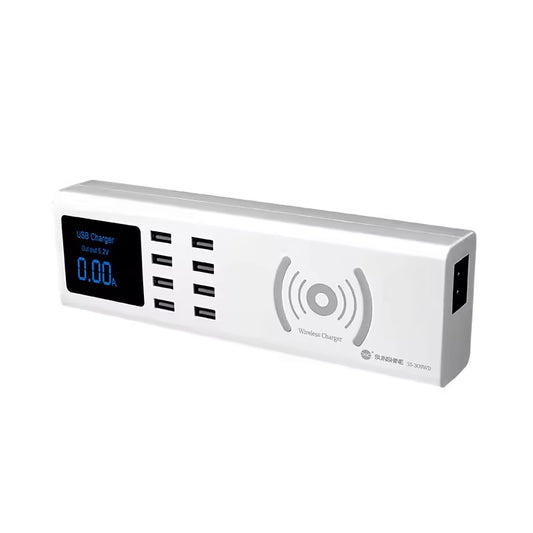 Nabíjecí stanice Sunshine SS-309WD QI, 40W, 2.4A, 8 x USB-A, Bílá
