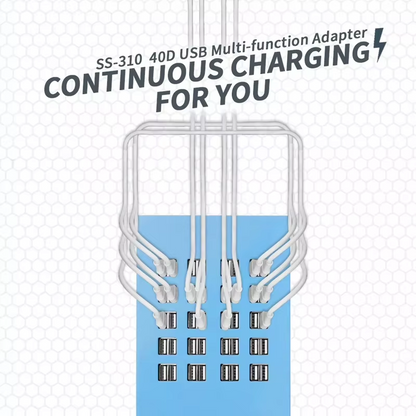 Nabíječka stanice Sunshine SS-310, 40 x USB-A, modrá