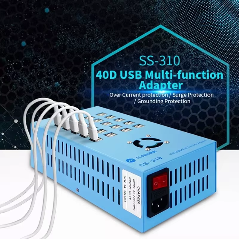 Nabíječka stanice Sunshine SS-310, 40 x USB-A, modrá