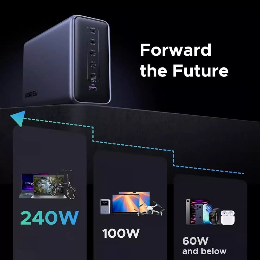 Nabíječka stanice UGREEN Nexode X759, 500W, 5A, 1 x USB-A - 5 x USB-C, šedá