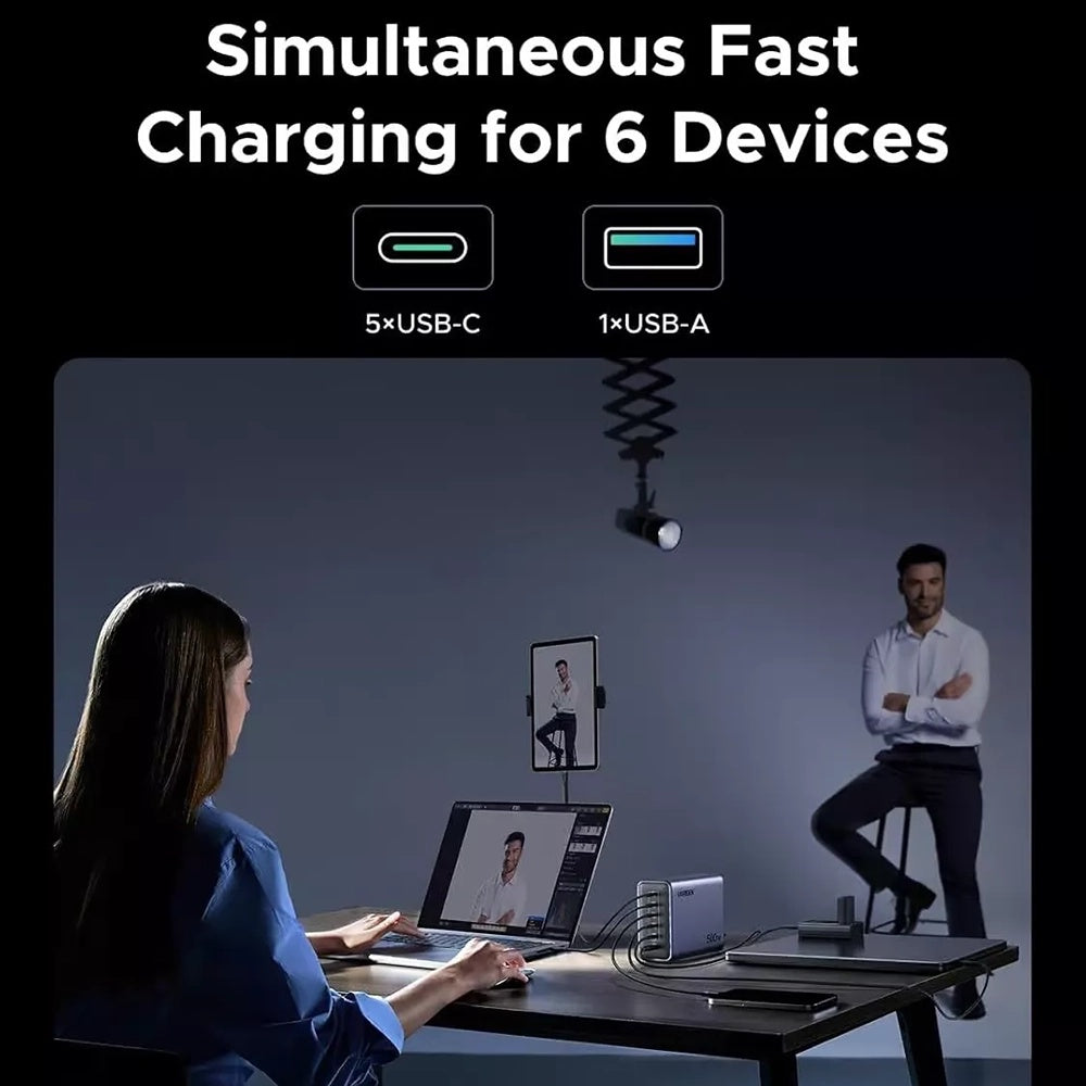 Nabíječka stanice UGREEN Nexode X759, 500W, 5A, 1 x USB-A - 5 x USB-C, šedá