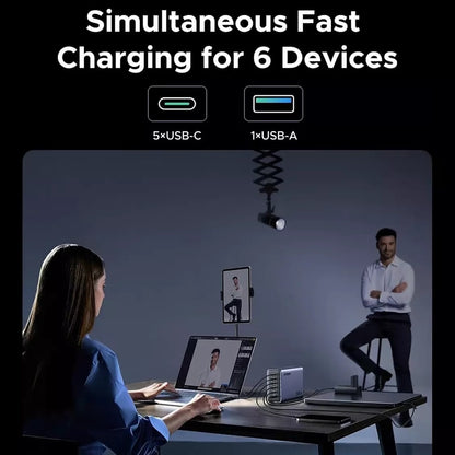 Nabíječka stanice UGREEN Nexode X759, 500W, 5A, 1 x USB-A - 5 x USB-C, šedá