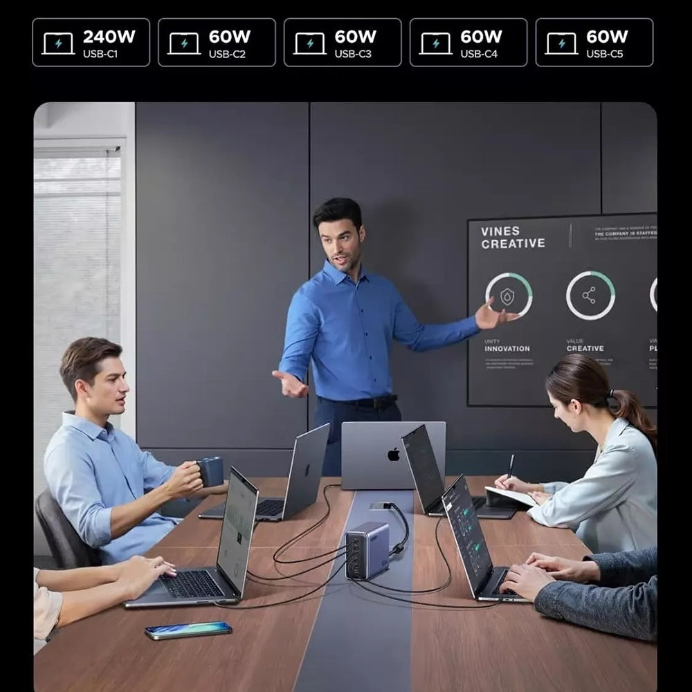 Nabíječka stanice UGREEN Nexode X759, 500W, 5A, 1 x USB-A - 5 x USB-C, šedá