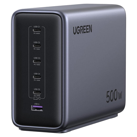 Nabíjecí stanice UGREEN Nexode X759 (55550B), 500W, 5A, 1 x USB-A - 5 x USB-C, šedá