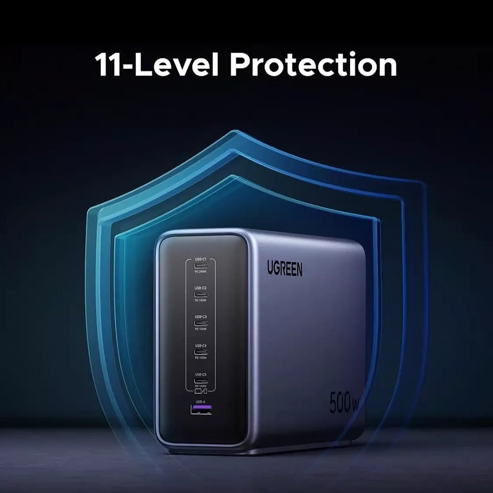 Nabíjecí stanice UGREEN Nexode X759 (55550B), 500W, 5A, 1 x USB-A - 5 x USB-C, šedá