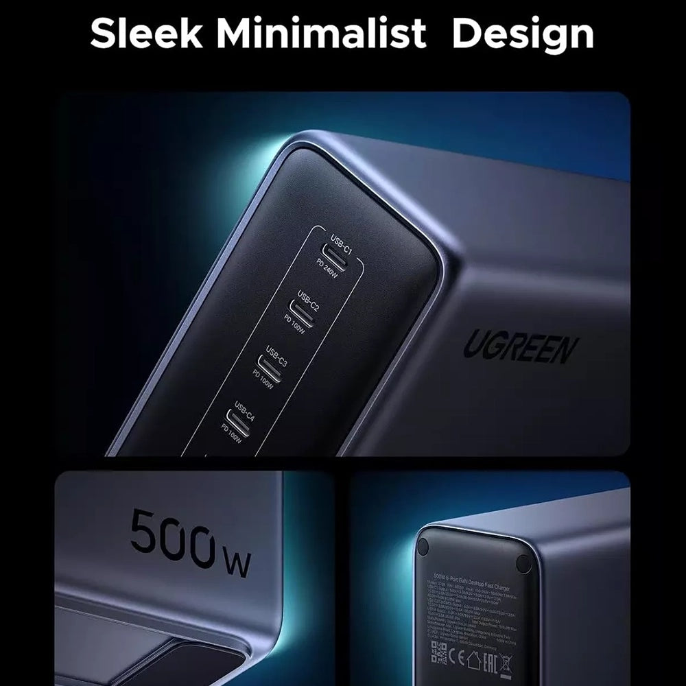 Nabíjecí stanice UGREEN Nexode X759 (55550B), 500W, 5A, 1 x USB-A - 5 x USB-C, šedá