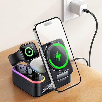Nabíjecí stanice Yesido DS38 Display QI 3v1, 65W, 3A, 1 x USB-A - 2 x USB-C, Černá