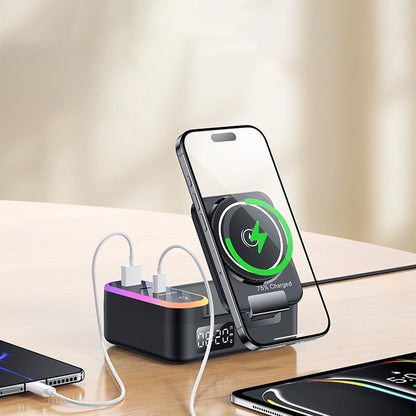 Nabíjecí stanice Yesido DS38 Display QI 3v1, 65W, 3A, 1 x USB-A - 2 x USB-C, Černá