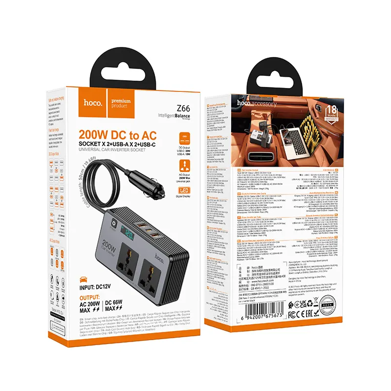 Autoelektrický měnič HOCO Z66, 200W