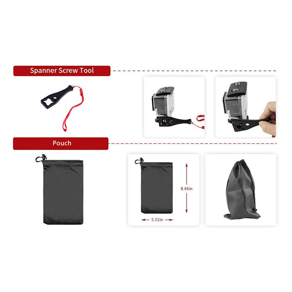 Sada příslušenství pro sportovní kameru Techsuit SA15 pro GoPro / SJCAM Series, 15in1, Černá