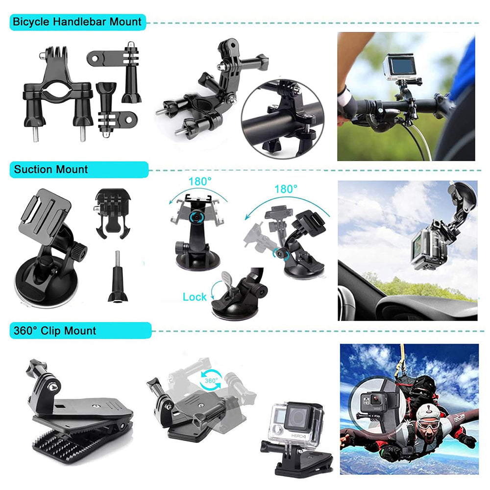 Sada příslušenství pro sportovní kameru Techsuit SA50 pro GoPro / SJCAM Series, 50v1, černá