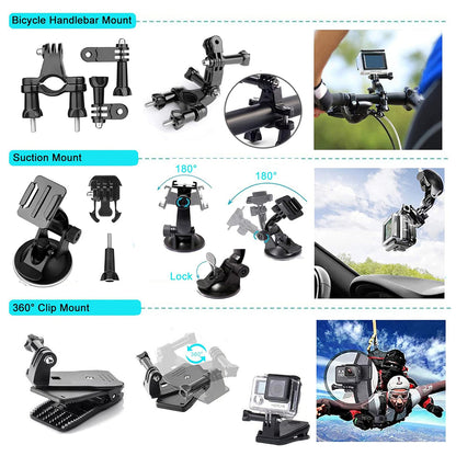 Sada příslušenství pro sportovní kameru Techsuit SA50 pro GoPro / SJCAM Series, 50v1, černá