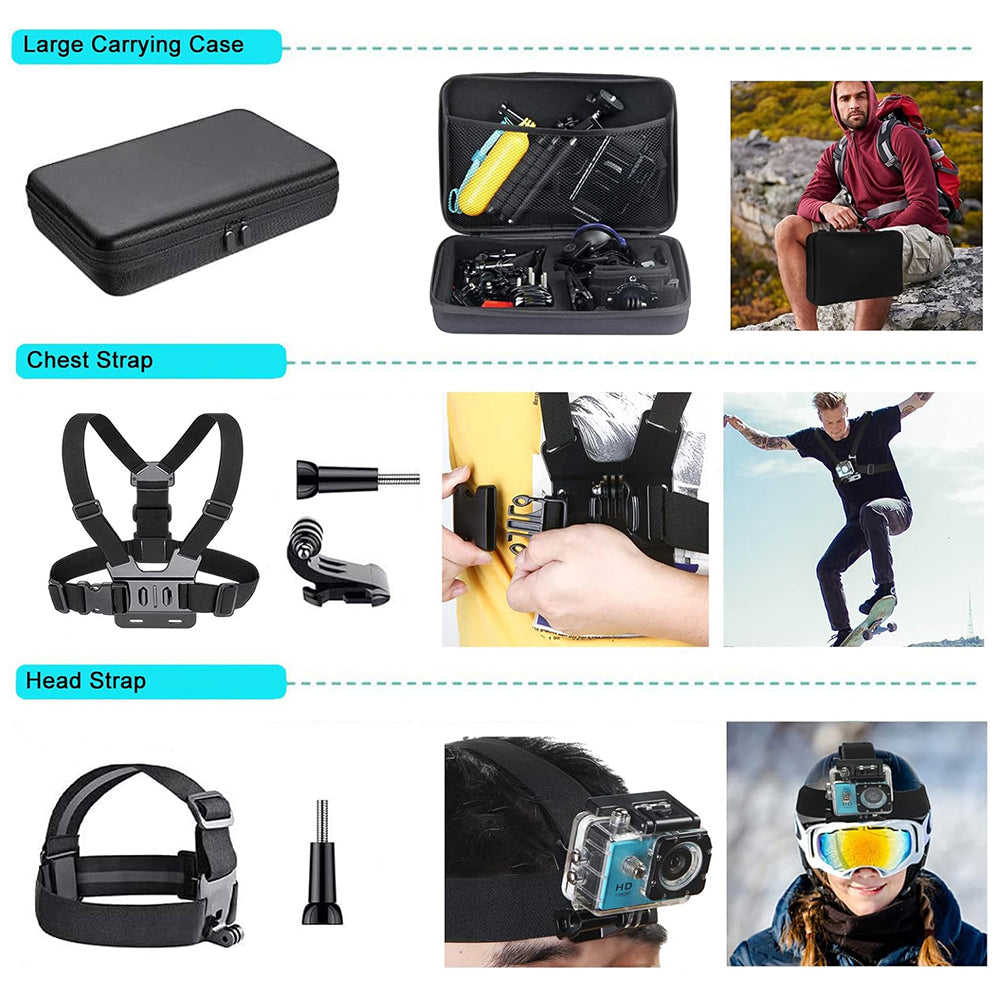 Sada příslušenství pro sportovní kameru Techsuit SA50 pro GoPro / SJCAM Series, 50v1, černá