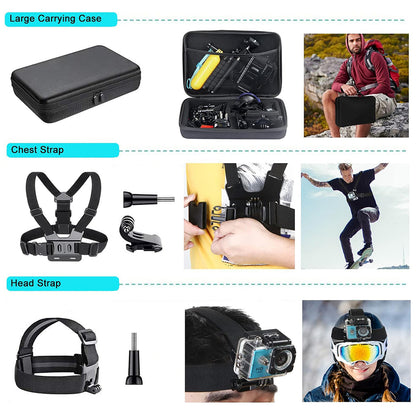Sada příslušenství pro sportovní kameru Techsuit SA50 pro GoPro / SJCAM Series, 50v1, černá