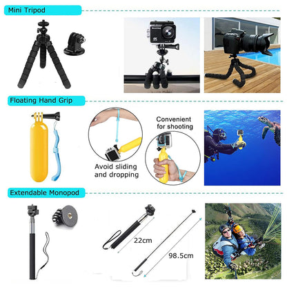 Sada příslušenství pro sportovní kameru Techsuit SA50 pro GoPro / SJCAM Series, 50v1, černá