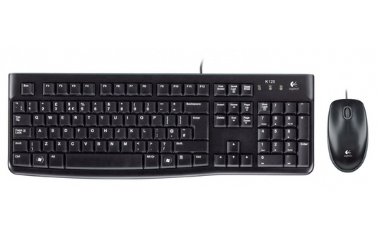 Sada klávesnice a myši Logitech MK120 s drátovým připojením USB, černá