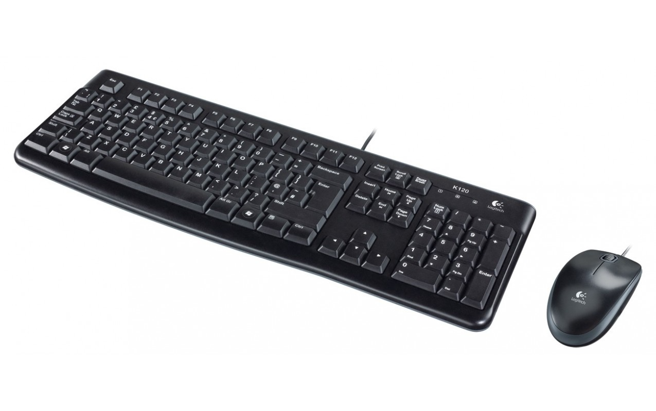 Sada klávesnice a myši Logitech MK120 s drátovým připojením USB, černá