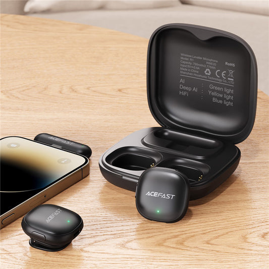 Lavaliera Acefast R1, Lightning, Sada 2 kusy, Černá