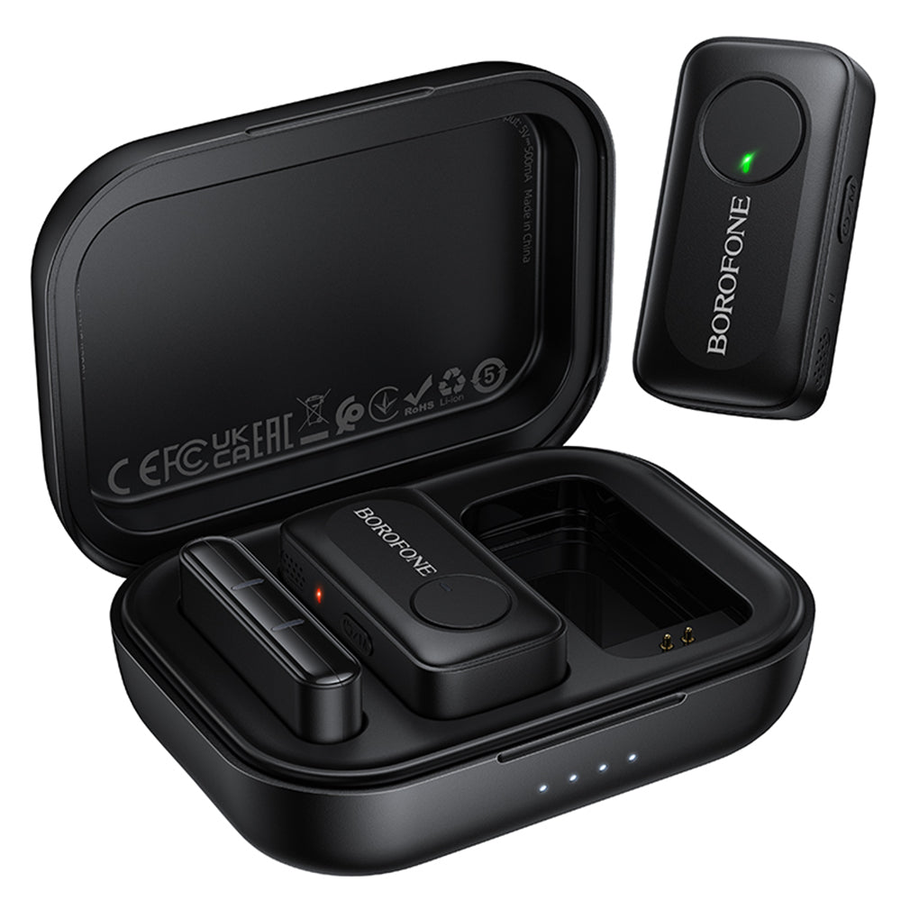 Lavalierový mikrofon Borofone BFK17 Lemai, USB-C, sada 2 kusy, černá