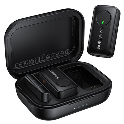 Lavalierový mikrofon Borofone BFK17 Lemai, USB-C, sada 2 kusy, černá