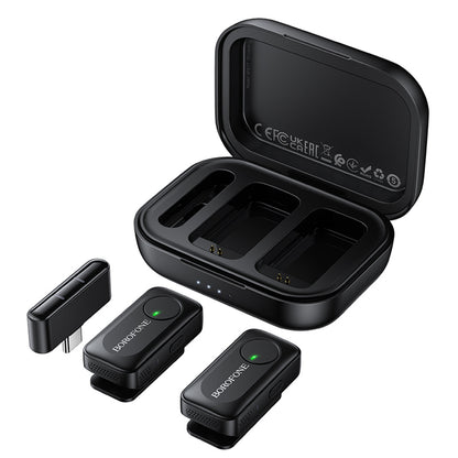 Lavalierový mikrofon Borofone BFK17 Lemai, USB-C, sada 2 kusy, černá