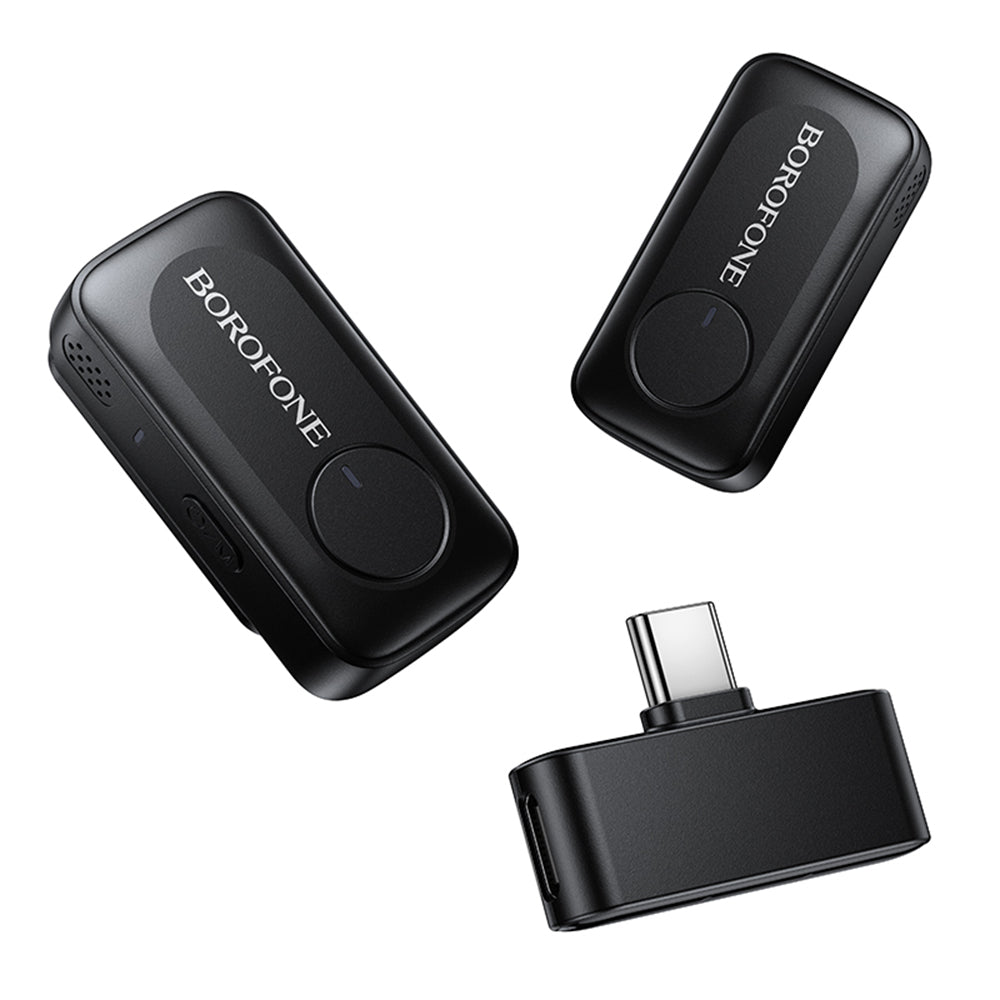 Lavalierový mikrofon Borofone BFK17 Lemai, USB-C, sada 2 kusy, černá
