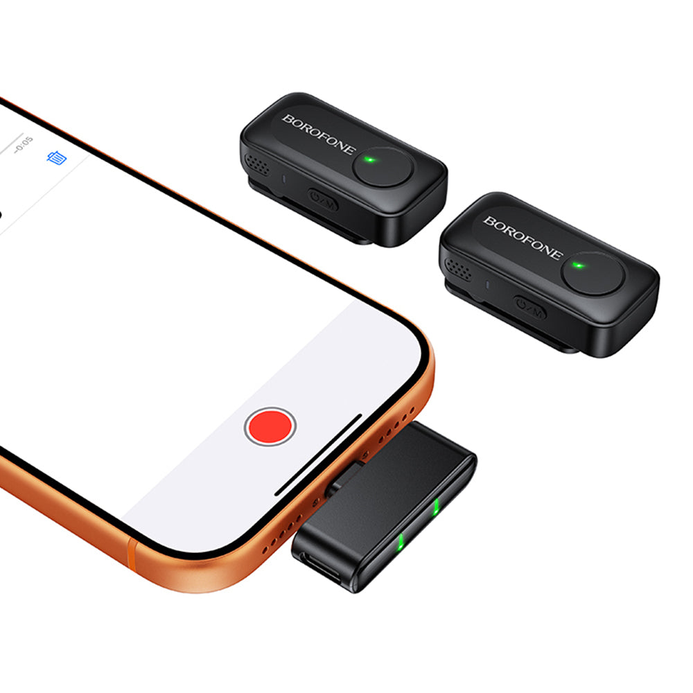 Lavalierový mikrofon Borofone BFK17 Lemai, USB-C, sada 2 kusy, černá