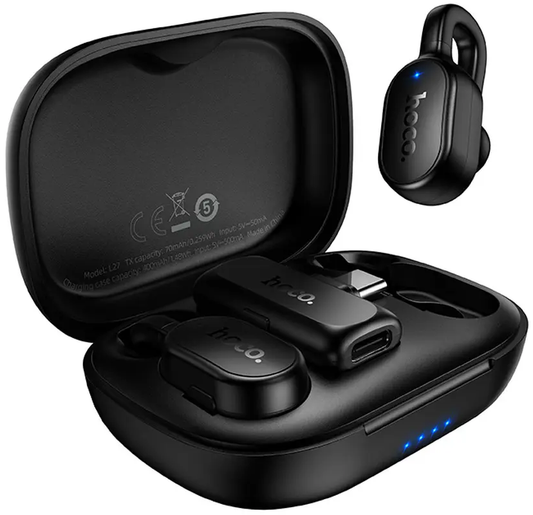 Lavaliera HOCO L27, USB-C, Sada 2 kusy, Černá