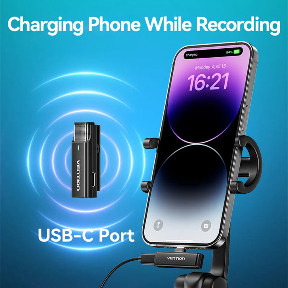 Lavaliera Vention Clip-On, USB-C, Sada 2 kusy, Černá