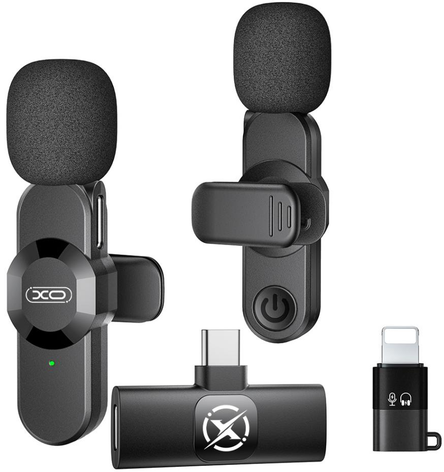 Lavaliera XO Design MC14 Dual, USB-C / Lightning, Sada 2 kusy, Černá