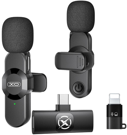 Lavaliera XO Design MC14 Dual, USB-C / Lightning, Sada 2 kusy, Černá
