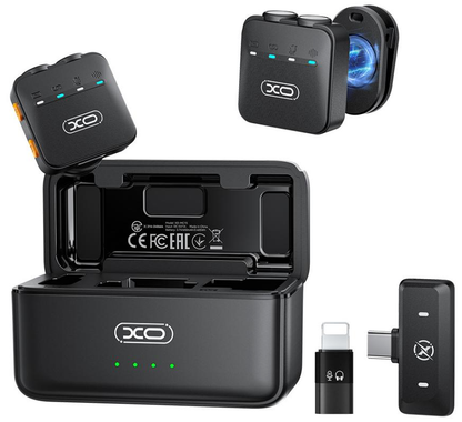 Lavaliera XO Design MC15 Dual, USB-C / Lightning, Sada 2 kusy, Černá